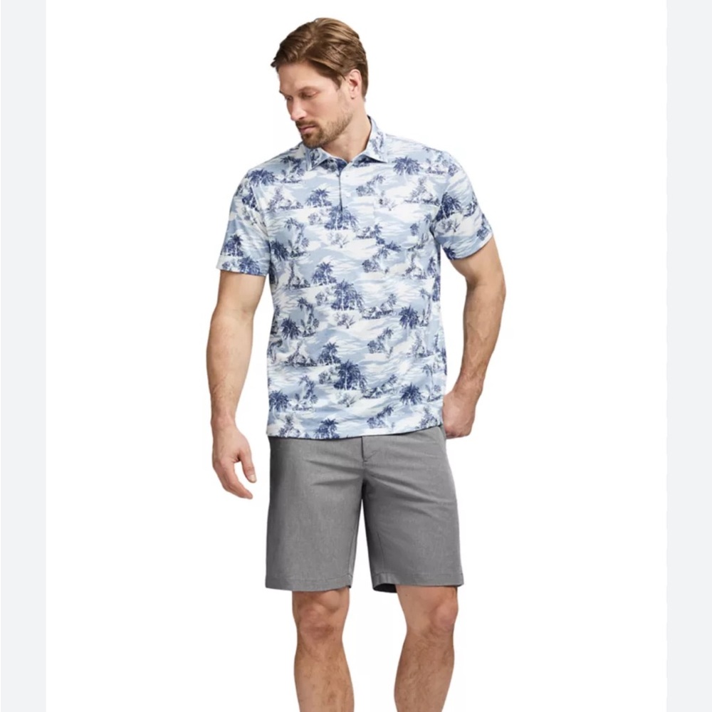 Izod Saktwater Print Shirt in Blue and white- worn twice. 79 retail